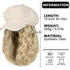 Newsboy Cap with 10 Inch Wavy Curly Hair Extensions for Women - Effortless Glamor