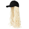 Ins Hot24" Long Curly Wavy Hairpiece Adjustable Baseball Cap Attached Natural Wig for Women Girls Bleach Blonde - Effortless Glamor