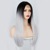 2021 Black to Silver Straight Mini Lace Front Wigs - Effortless Glamor