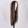 Brown Highlights Long Straight Hair Mini Lace Front Wig