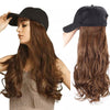 Wigyy Black Baseball Cap with Wavy Hair Wig - Effortless Glamor