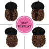 Wigyy Black Berets Cap with 8 Inch Wavy Curly Hat Wig - Effortless Glamor