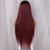 Long Straight Ombre Brown Synthetic Wigs Middle Part Wig Suitable For Party Use