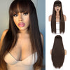 Long Straight Synthetic Wigs with Bangs Copper Ginger Orange Cosplay Wigs - Effortless Glamor