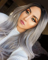 Ins Hot Long Wavy Mini Lace Front Gray Wigs - Effortless Glamor