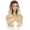 Long Wavy Middle Part Hair Ombre Brown Blonde Red Wigs