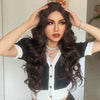 Ins Hot for Women Long Body Wavy Dark Brown Middle Part Water Wave Hair Wig Cosplay Natural Heat Resistan - Effortless Glamor