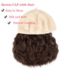 Wigyy Black Berets Cap with 8 Inch Wavy Curly Hat Wig - Effortless Glamor