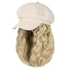 Newsboy Cap with 10 Inch Wavy Curly Hair Extensions for Women - Effortless Glamor