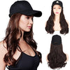 Black Duck Tongue Cap Wavy Long Curly Wig - Effortless Glamor