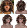 Short Afro Curly Wig with Bangs Ginger Orange Synthetic Wigs - Effortless Glamor