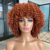 Short Afro Curly Wig with Bangs Ginger Orange Synthetic Wigs - Effortless Glamor