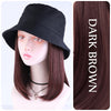 Black Bucket Cap Short Straight Hair Wig Suitable For Daily Party Use - Effortless Glamor