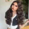 Ins Hot for Women Long Body Wavy Dark Brown Middle Part Water Wave Hair Wig Cosplay Natural Heat Resistan - Effortless Glamor