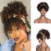 Hot Sexy Kinky Curly Mixed Brown Wigs with Leopard Headband - Effortless Glamor