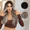 Women's Long Curly Hair In The Middle Part Of The Big Wave Of Gray And Gold Mixed Color Pick Dye Wig