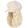 Newsboy Cap with 10 Inch Wavy Curly Hair Extensions for Women - Effortless Glamor