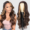 Ins Hot Women's Long Wavy Middle Part Heat ResistantMini Lace Wig