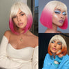 Ins Hot Women Omber Blond Pink Short Straight Bob Wig - Effortless Glamor