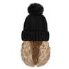 Beanie Hat with Hair Extensions Cap Attached Short Curly Wavy Hairpiece Wig - Effortless Glamor