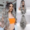 26 inch Long Silver Wig for Women Ombre Silver Grey Wigs Middle Part Wavy Cosplay Wig - Effortless Glamor