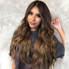 Ins Hot Brown Mixed Blonde Long Wavy Mini Lace Front Wigs - Effortless Glamor