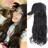 Wigyy Black Baseball Cap with Wavy Hair Wig - Effortless Glamor