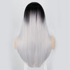 2021 Black to Silver Straight Mini Lace Front Wigs - Effortless Glamor