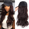 Wigyy Black Baseball Cap with Wavy Hair Wig - Effortless Glamor