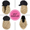 Newsboy Cap with 10 Inch Wavy Curly Hair Extensions for Women - Effortless Glamor