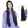 Long Straight Synthetic Wig With Hat Autumn Winter Knitted Hat Wig - Effortless Glamor