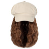 Newsboy Cap with 10 Inch Wavy Curly Hair Extensions for Women - Effortless Glamor