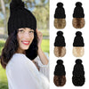 Beanie Hat with Hair Extensions Cap Attached Short Curly Wavy Hairpiece Wig - Effortless Glamor