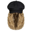 Newsboy Cap with 10 Inch Wavy Curly Hair Extensions for Women - Effortless Glamor