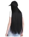 Baseball Cap Wig Women 30inch Long Straight Hair Wig