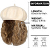 Wigyy Black Berets Cap with 8 Inch Wavy Curly Hat Wig - Effortless Glamor