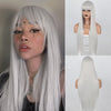 Long Straight Synthetic Wigs with Bangs Copper Ginger Orange Cosplay Wigs - Effortless Glamor