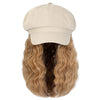 Newsboy Cap with 10 Inch Wavy Curly Hair Extensions for Women - Effortless Glamor