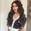 Ins Hot for Women Long Body Wavy Dark Brown Middle Part Water Wave Hair Wig Cosplay Natural Heat Resistan - Effortless Glamor