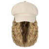 Newsboy Cap with 10 Inch Wavy Curly Hair Extensions for Women - Effortless Glamor