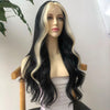 Women's Long Curly Hair In The Middle Part Of The Big Wave Of Gray And Gold Mixed Color Pick Dye Wig