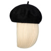 Wigyy Bob Hat Wig 9.5 Inch Straight Short Synthetic Bobo wigs Hat with hair Natural balck French Wool Artist Attached - Effortless Glamor