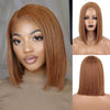 Ins Hot Mixed Dark Brown and Blonde Color Synthetic Wigs Short Straight Bob - Effortless Glamor