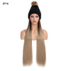 Long Straight Synthetic Wig With Hat Autumn Winter Knitted Hat Wig - Effortless Glamor