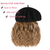 Wigyy Black Berets Cap with 8 Inch Wavy Curly Hat Wig - Effortless Glamor