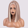 Ins Hot Mixed Dark Brown and Blonde Color Synthetic Wigs Short Straight Bob - Effortless Glamor