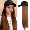 Wigyy Black Baseball Cap withStraight Hair Wig - Effortless Glamor