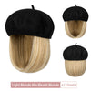 Wigyy Bob Hat Wig 9.5 Inch Straight Short Synthetic Bobo wigs Hat with hair Natural balck French Wool Artist Attached - Effortless Glamor