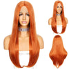 Long WaveOrange Lace Wig for Women Daily Makeup Heat Resistant Fiber Middle Deep T Part Synthetic Lace Front Wigs