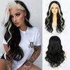 Women's Long Curly Hair In The Middle Part Of The Big Wave Of Gray And Gold Mixed Color Pick Dye Wig